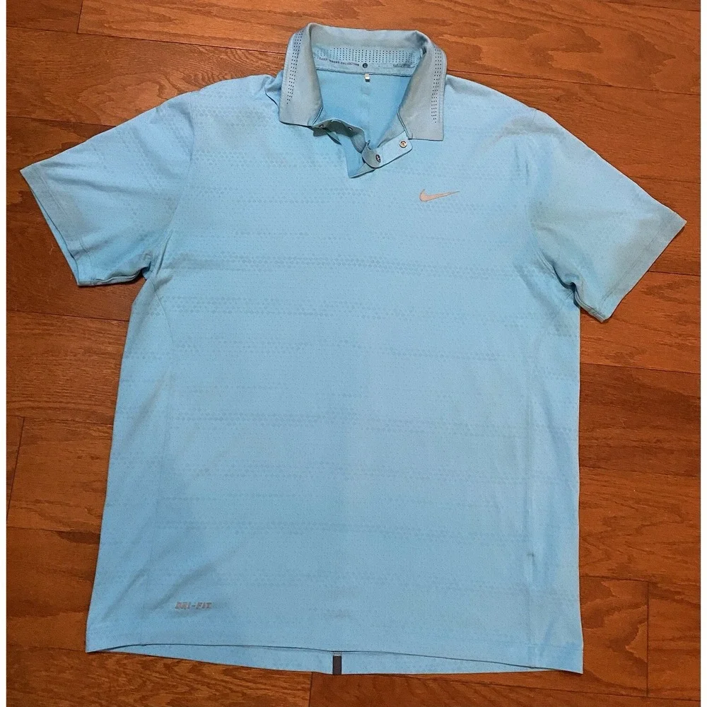 Nike Dri Fit Tiger Woods Collection Golf‎ Polo Mens Size Large Blue *Flaws*